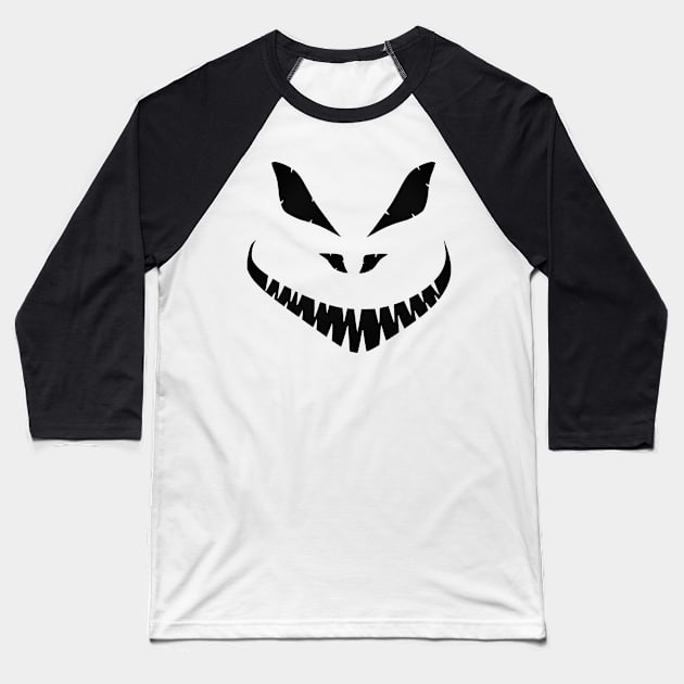 Halloween Scary Face Black Baseball T-Shirt by Nerd_art